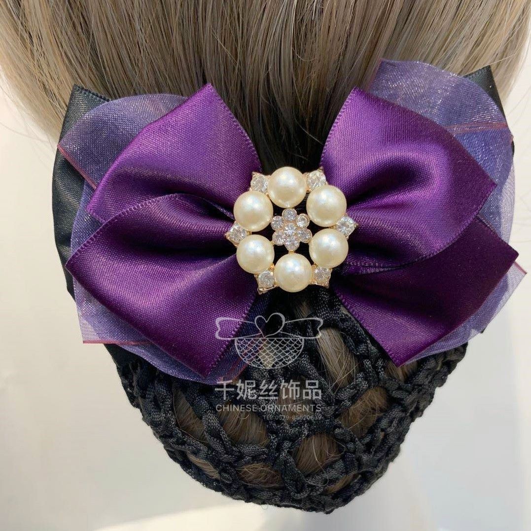 New Korean version color water diamond, handcrafted alloy pearl, double-layer rubber band, hair tie, headwear and hair accessory, with a fresh and light style details Picture