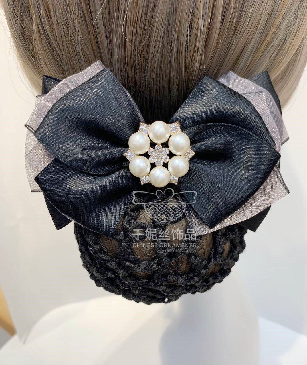 New Korean version color water diamond, handcrafted alloy pearl, double-layer rubber band, hair tie, headwear and hair accessory, with a fresh and light style pic 4