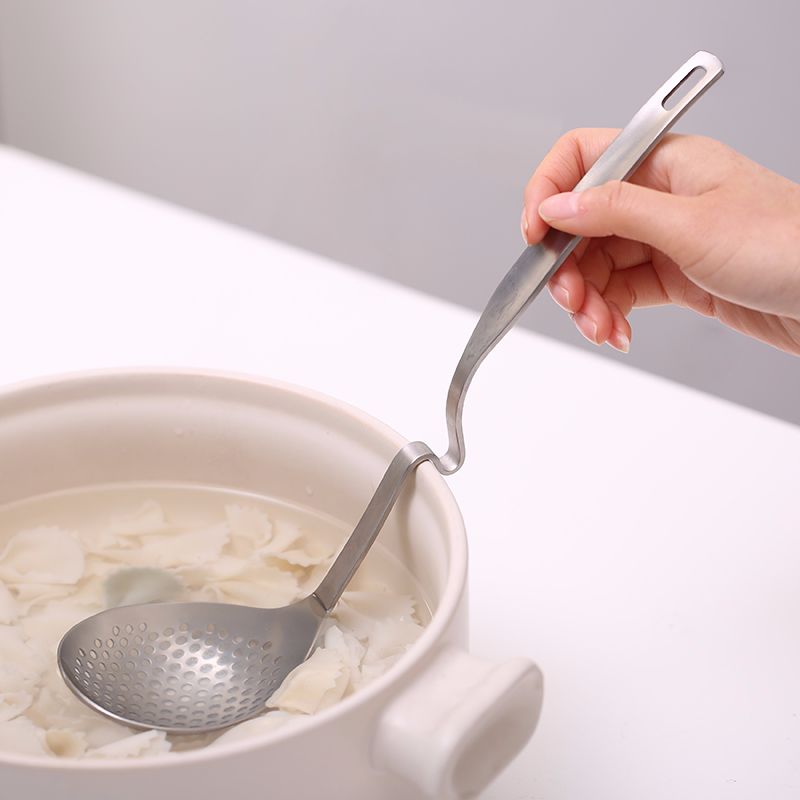 义乌好货 304不锈钢火锅勺漏勺加厚可挂壁汤匙长柄盛汤滤油勺子
