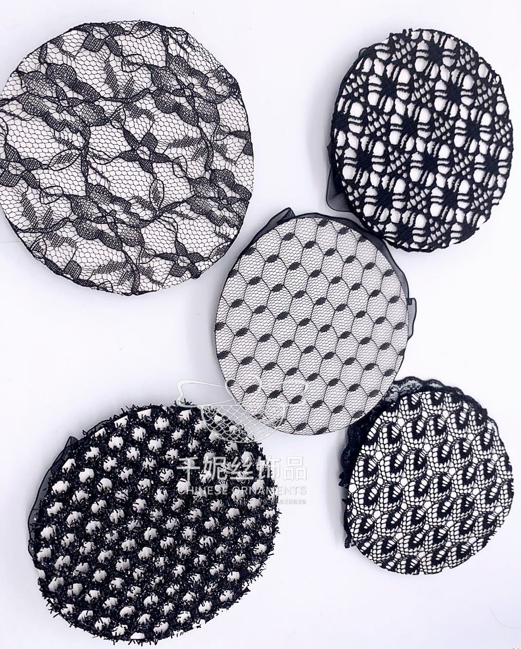 Wholesale of elastic and breathable hair net bags for dance curls, invisible children's dance hair bags, flower bud bun hairstyle sets undefined