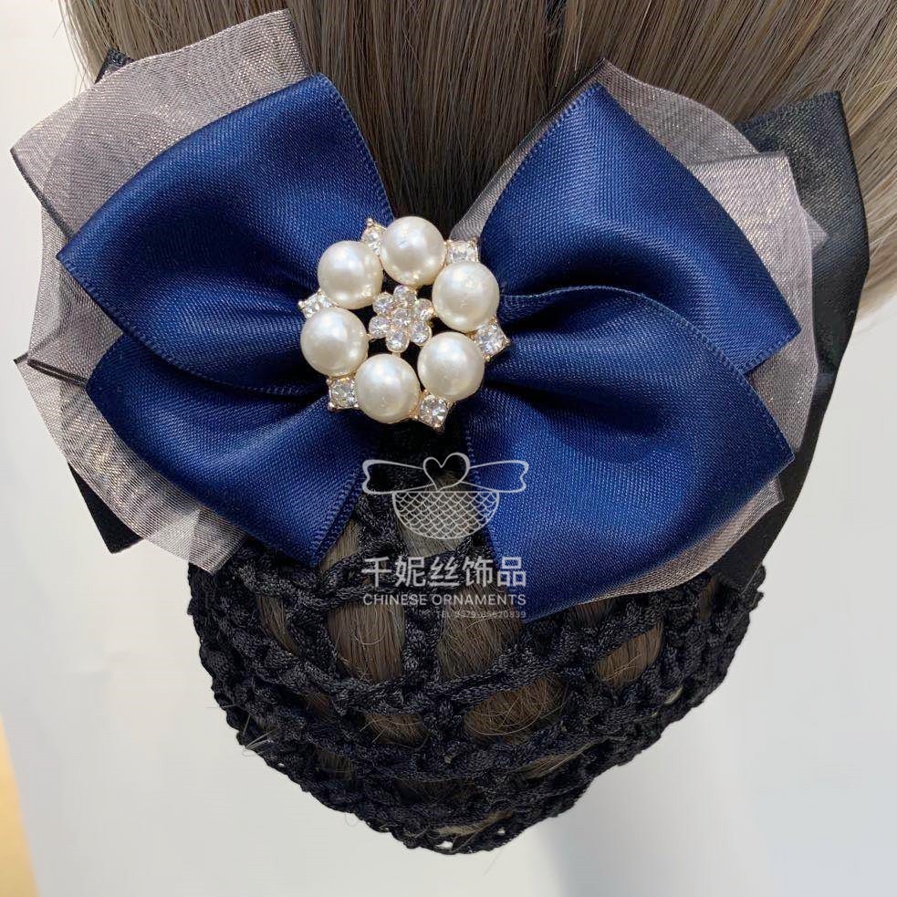 New Korean version color water diamond, handcrafted alloy pearl, double-layer rubber band, hair tie, headwear and hair accessory, with a fresh and light style pic 3