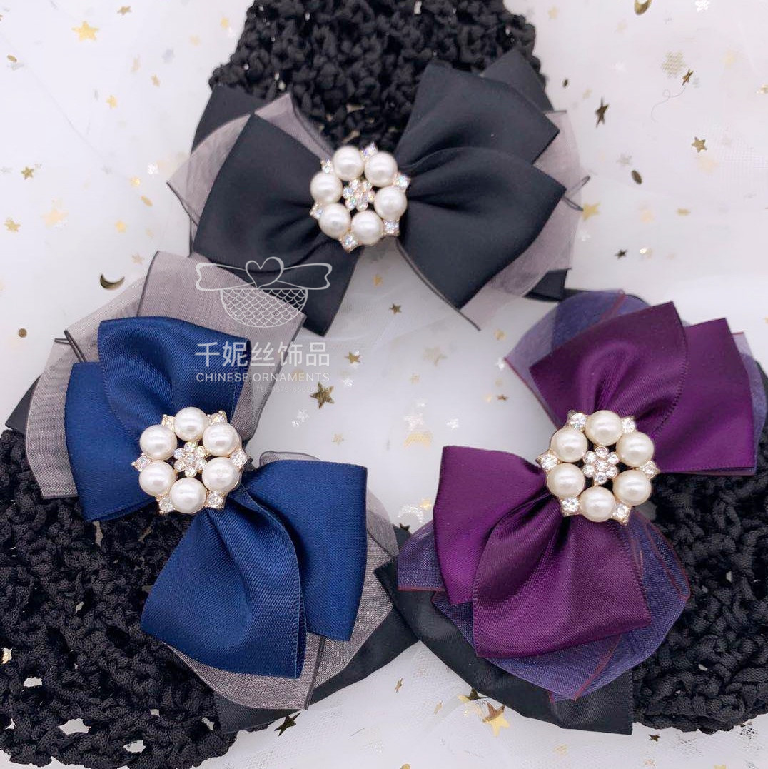 New Korean version color water diamond, handcrafted alloy pearl, double-layer rubber band, hair tie, headwear and hair accessory, with a fresh and light style pic 5