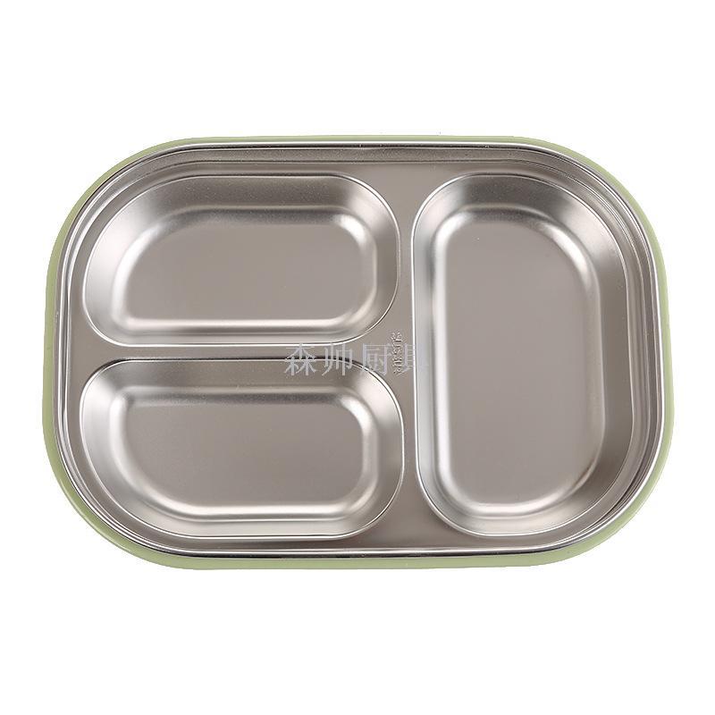 义乌好货 304不锈钢儿童餐盘保温饭盒 分格便当保鲜快餐盒餐盒详情图3