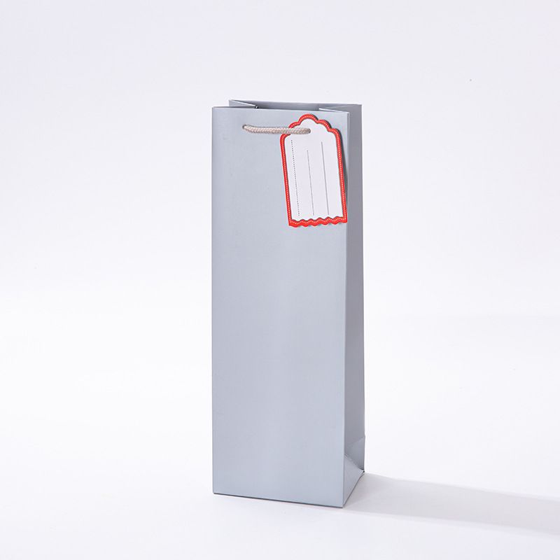 High-end single-color wine bags, gift bags, white cardstock wine hand-held bags, hand-held customized packaging bags details Picture