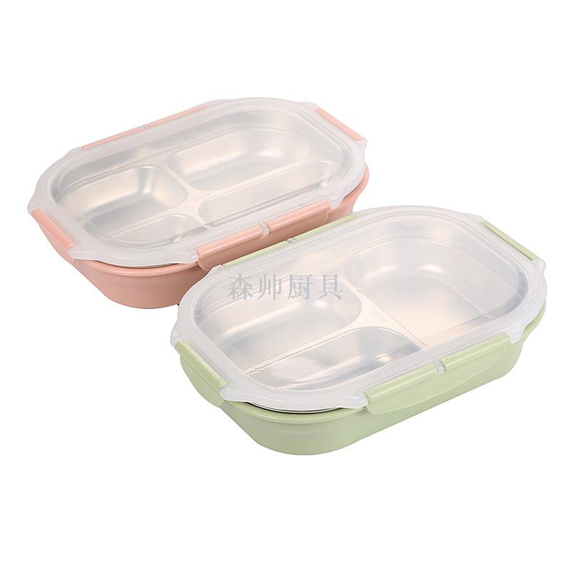 义乌好货 304不锈钢儿童餐盘保温饭盒 分格便当保鲜快餐盒餐盒产品图