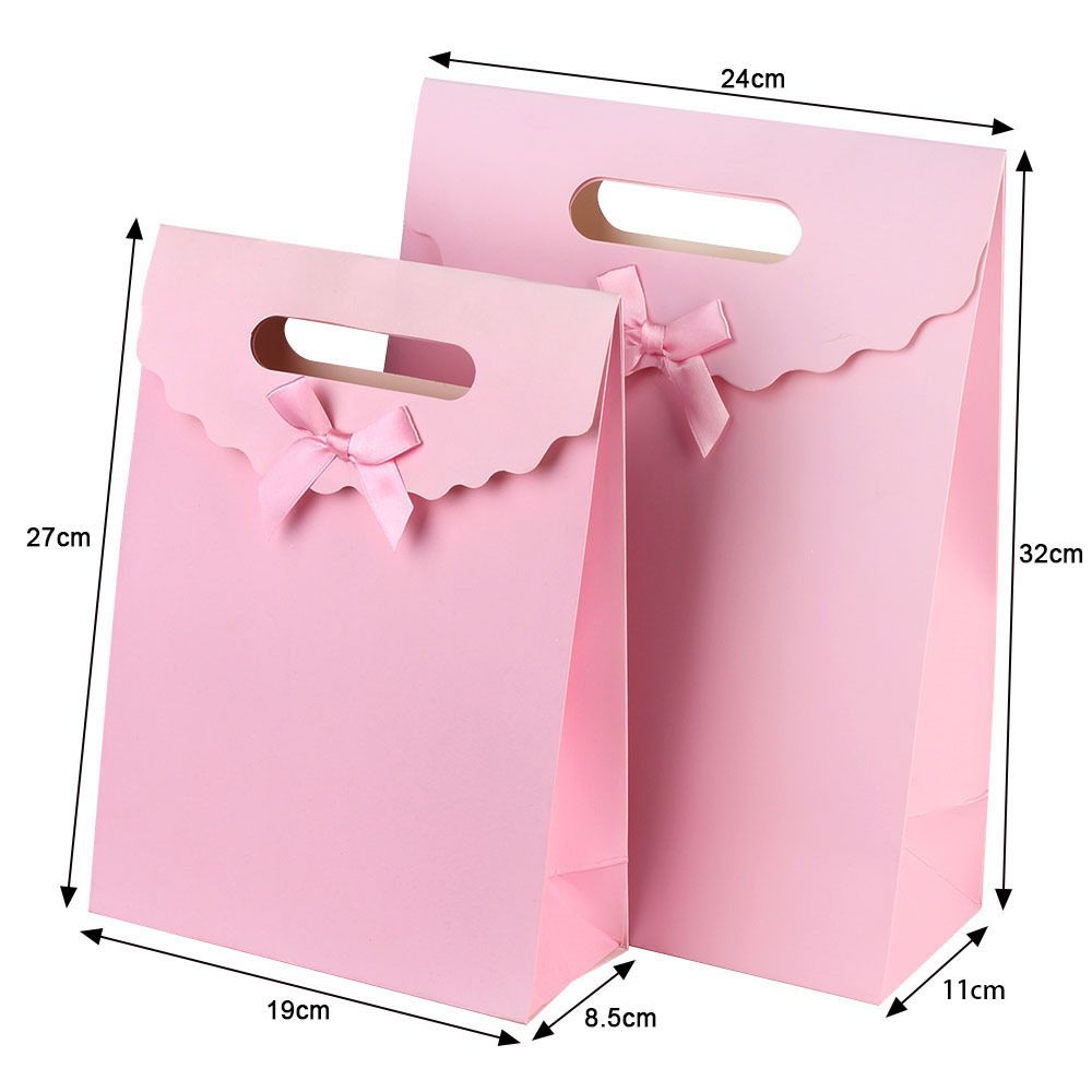 Flip-top bow special color universal gift bag, cute white cardstock gift handbag in stock for wholesale Item Picture