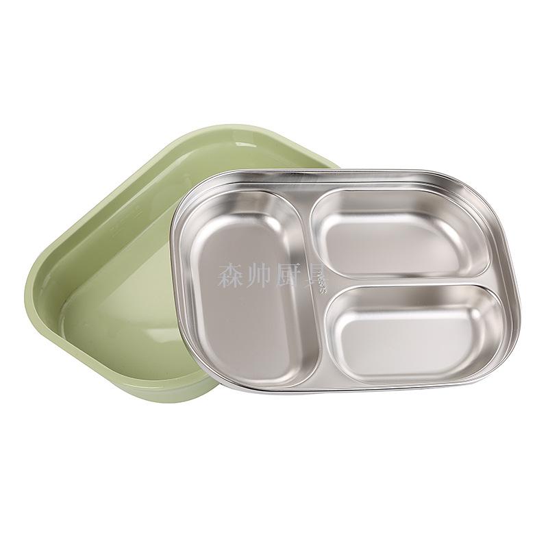 义乌好货 304不锈钢儿童餐盘保温饭盒 分格便当保鲜快餐盒餐盒细节图