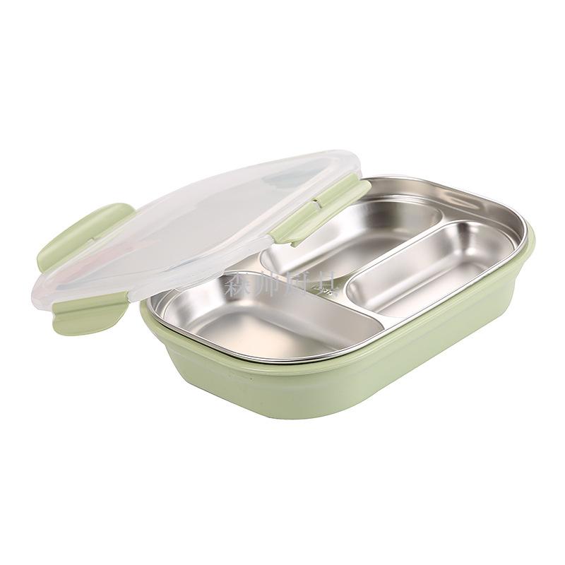 义乌好货 304不锈钢儿童餐盘保温饭盒 分格便当保鲜快餐盒餐盒详情图6