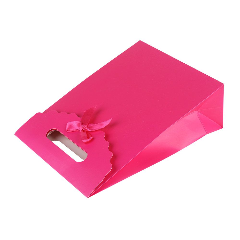 Flip-top bow special color universal gift bag, cute white cardstock gift handbag in stock for wholesale Specification image