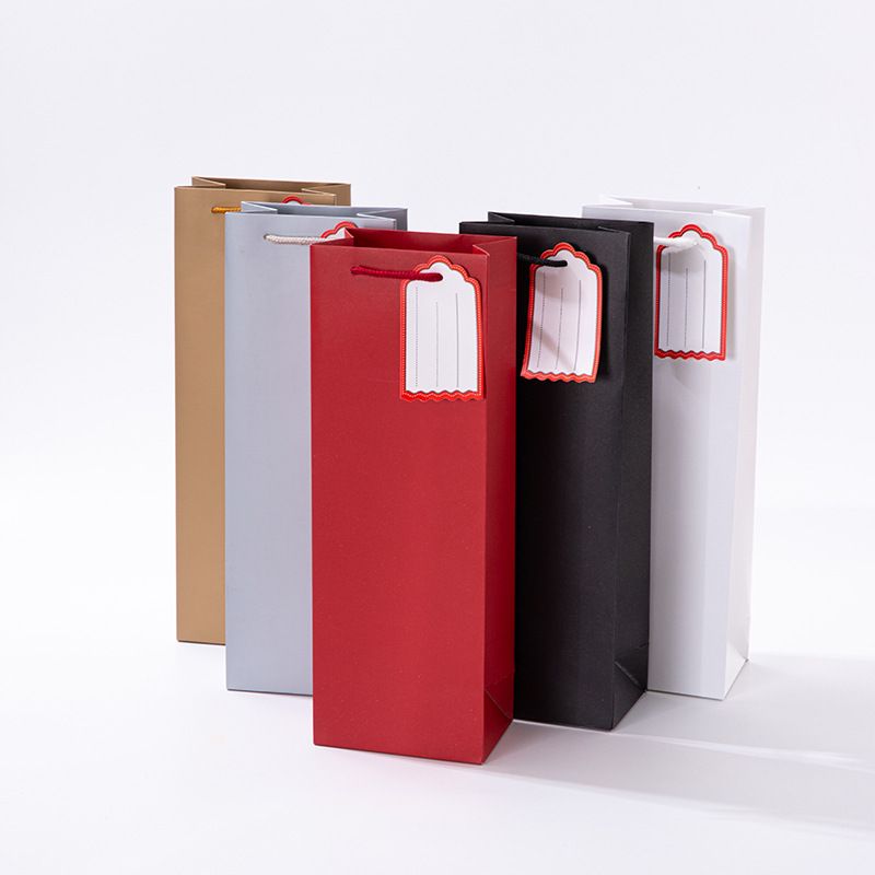 高档单色红酒袋礼品袋白卡纸葡萄酒手提袋包装袋手提定制