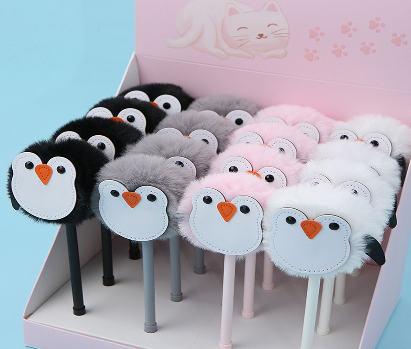 Yiwu's good goods, a creative and fresh water-based pen with a cute cartoon character, black eyes and penguin signature pen Specification image