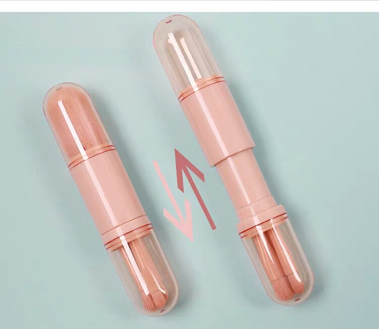 Factory direct sales of multi-functional makeup brushes, portable retractable brushes, covered four-in-one combination sets, mini eyeshadow brushes pic 3