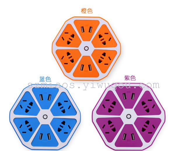 义乌好货 创意插线板柠檬U站 多功能usb充电器排插细节图