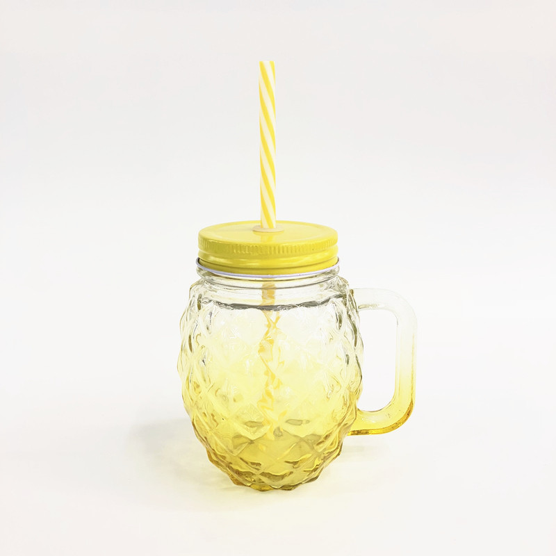 彩色水果杯玻璃果汁杯菠萝杯吸管杯详情图2