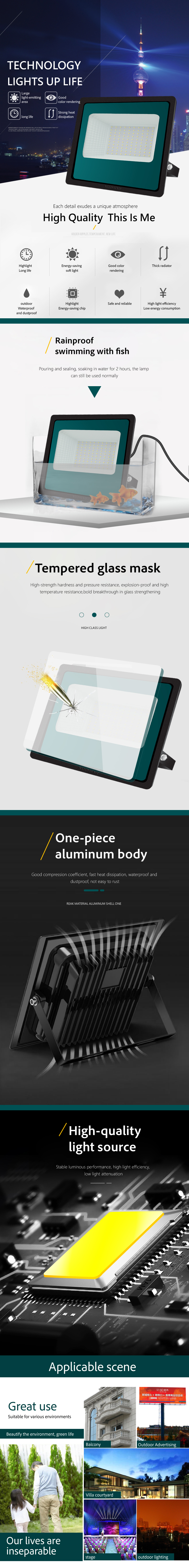 IP65 waterproof lawn light, football field, gymnasium and park floodlight, 50W, 100W, 200W, 300W, 500W detail image 1