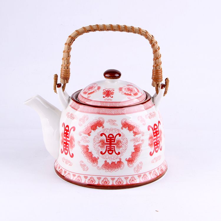 义乌好货 瓷礼品提梁茶壶釉中彩凉茶壶复古细节图