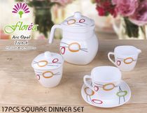 Yiwu Selection OPAL 17 cups and saucers set of white jade porcelain glass cups and cups set