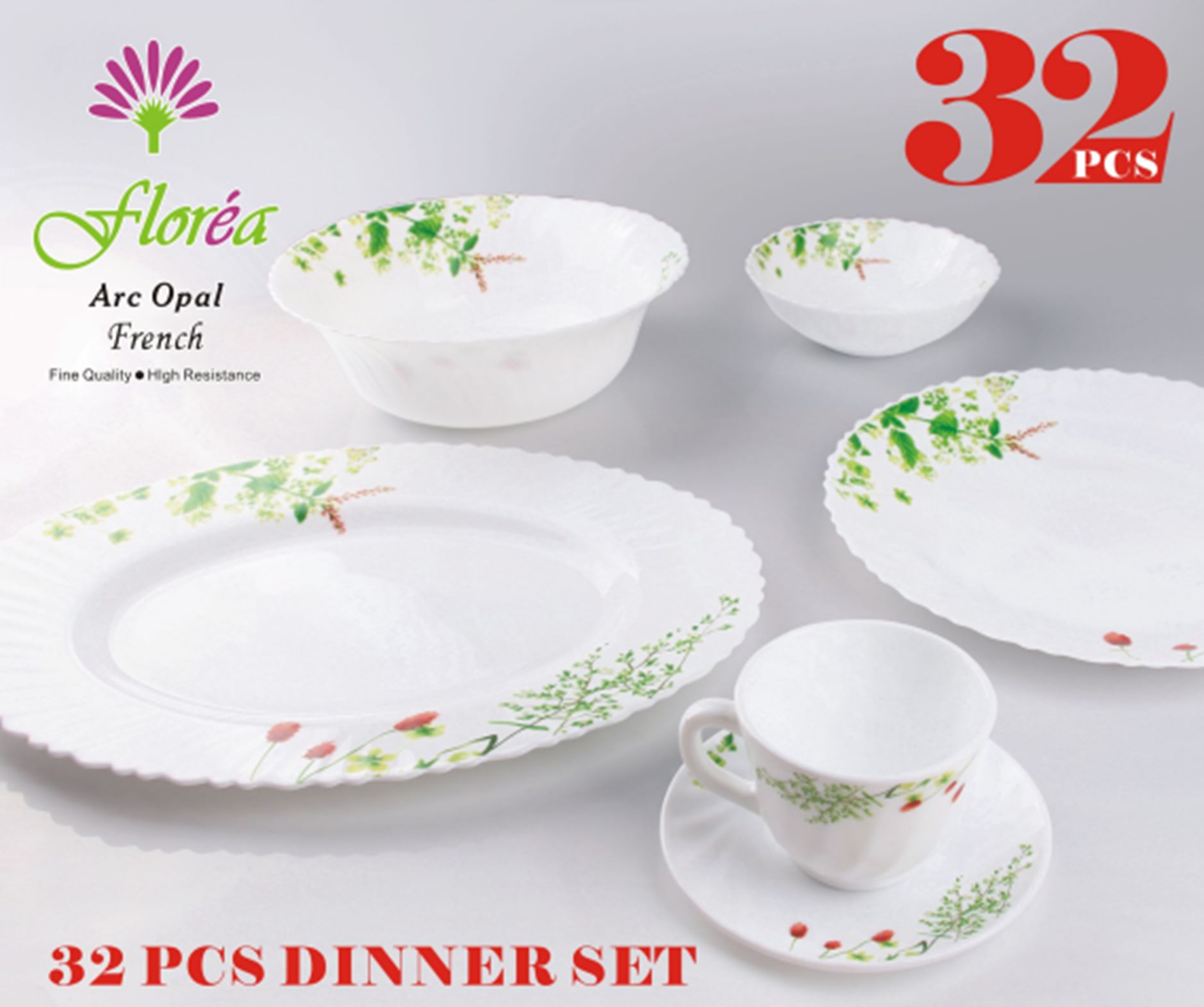 White cutlery set, Pyrex glass bowl, noodles bowl thumbnail