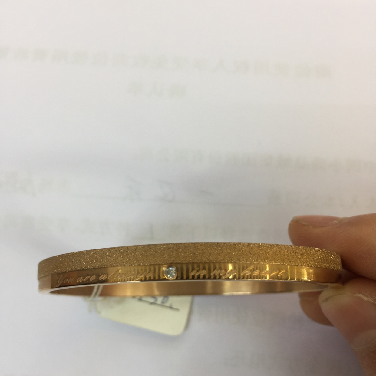 18K gold women's ring, gold ring, rose gold, lettered letter ring thumbnail