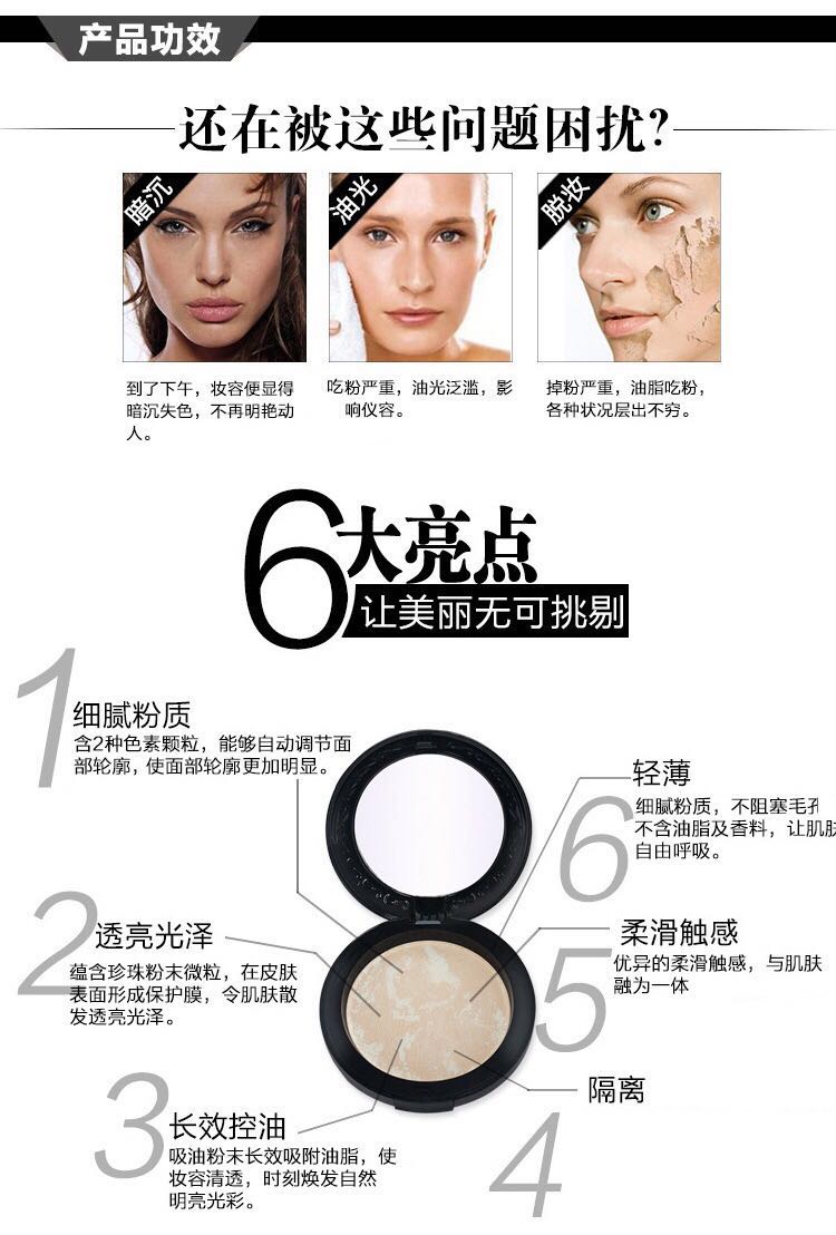 跨境电商爆款 烤粉饼混色烤粉眼影两用 持久提亮定妆修容详情图1