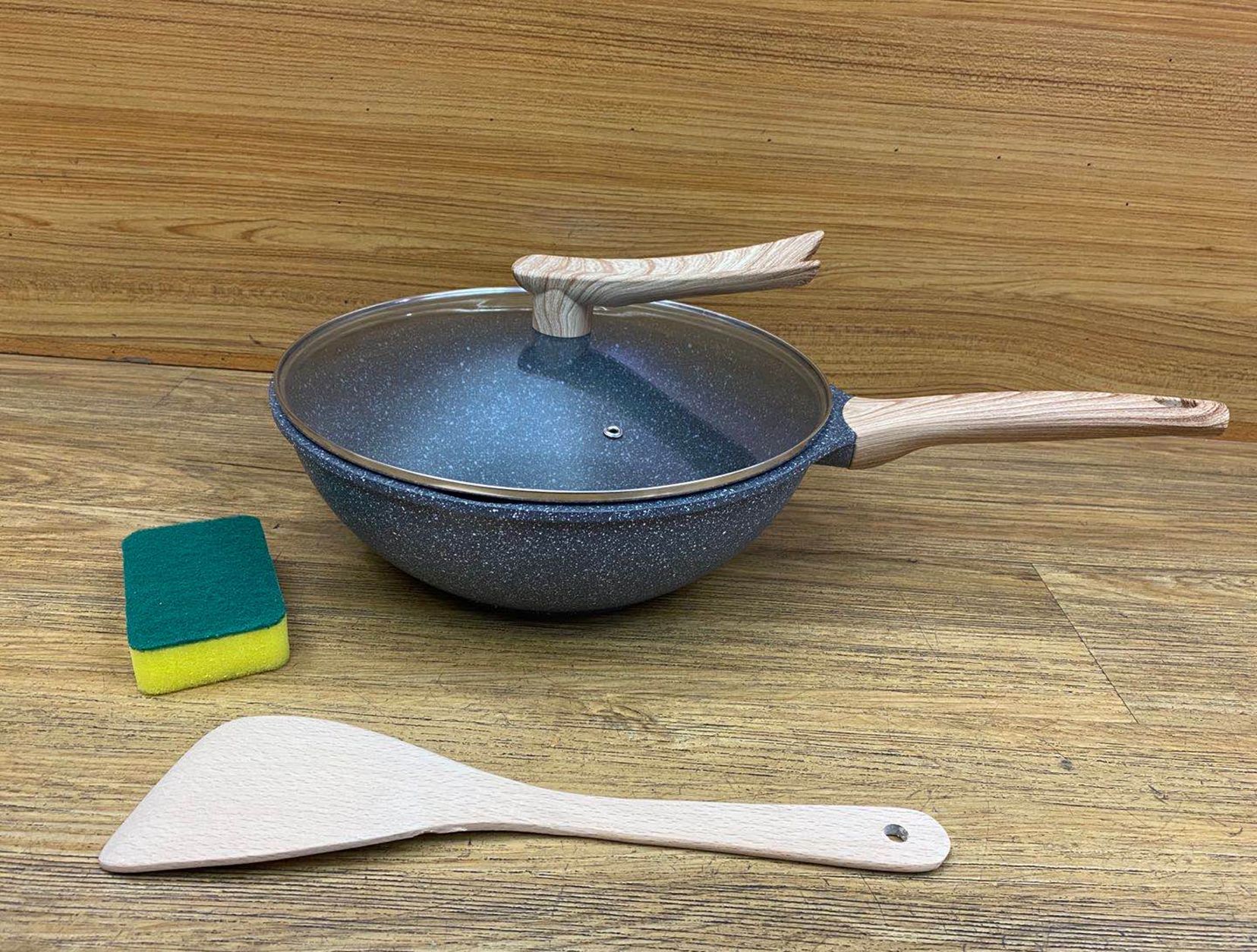 Yiwu Good quality tourmaline wok, non-stick wok, 30CM diameter, easy to rinse details Picture