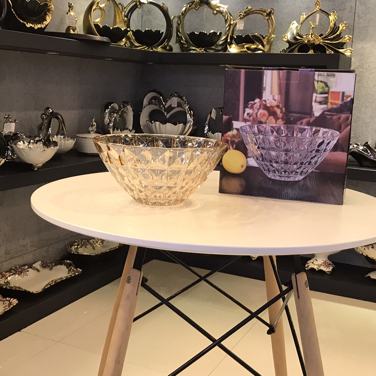 Glass Fruit Tray Amber Dsw2027-10 details Picture