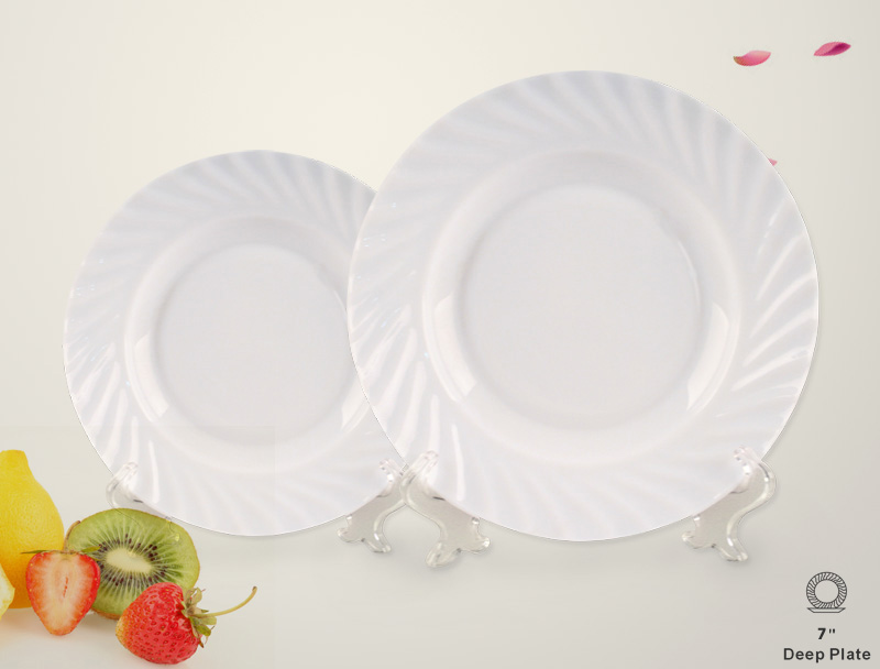 盘玻璃盘耐热玻璃盘乳白玻璃家用酒店用-8寸深盘glass plate详情图1