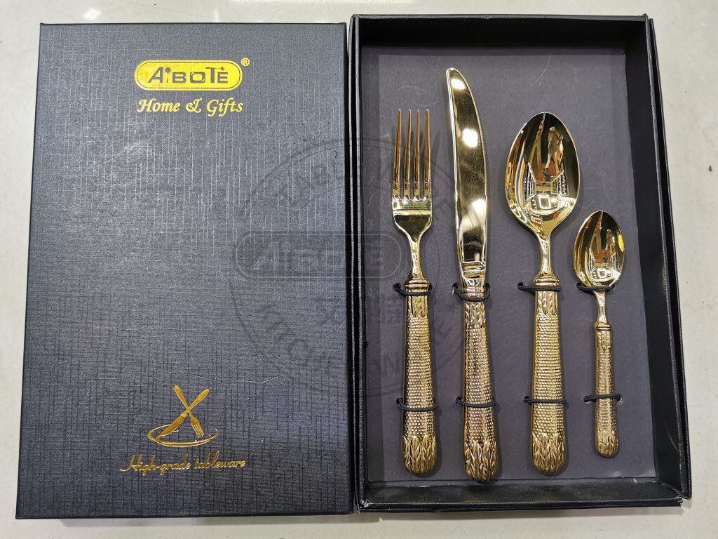 Enter e - business wheat ear series Western knives, forks and spoons 304 stainless steel hollow handle high quality tableware set thumbnail