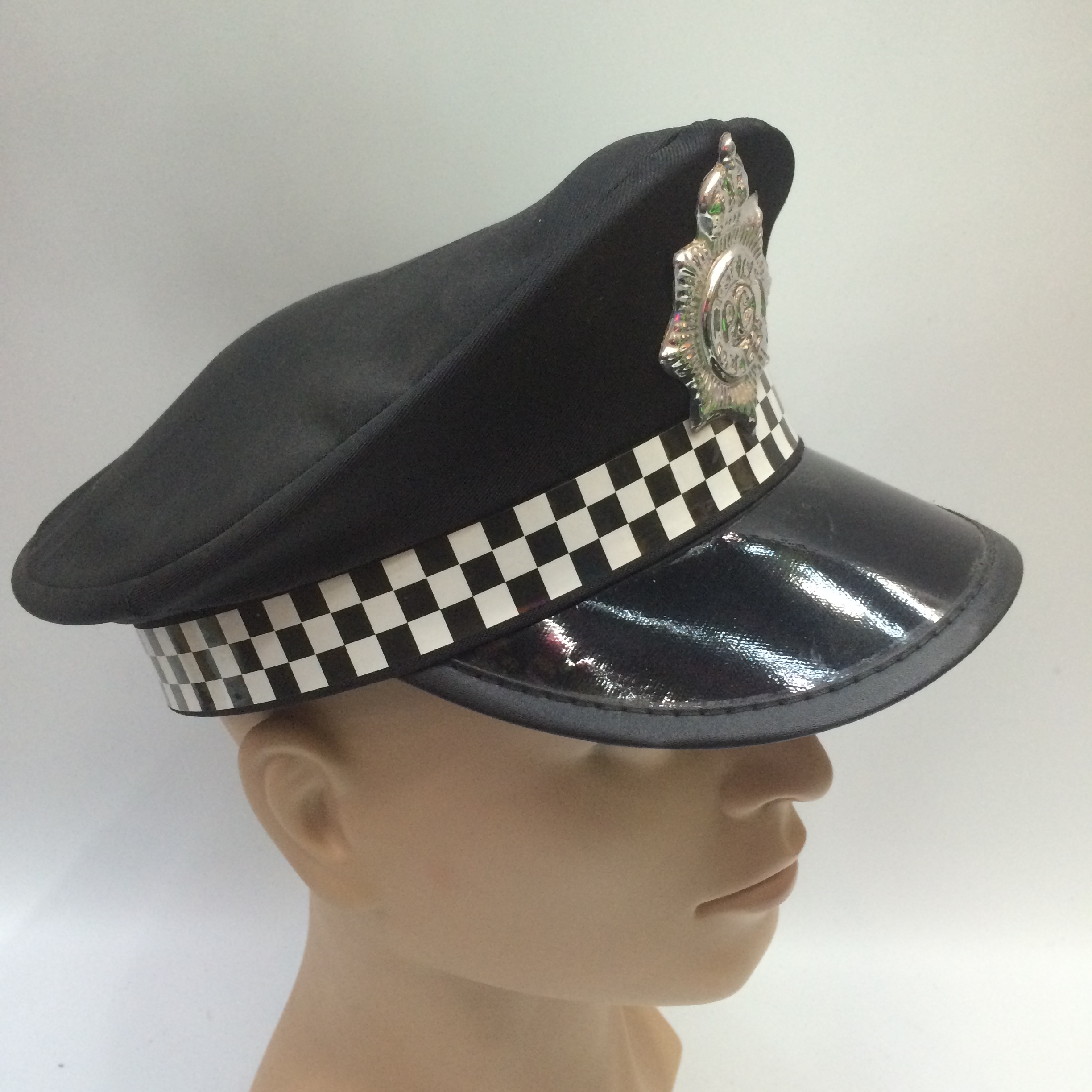 Black police polyester hat, police cap pic 1