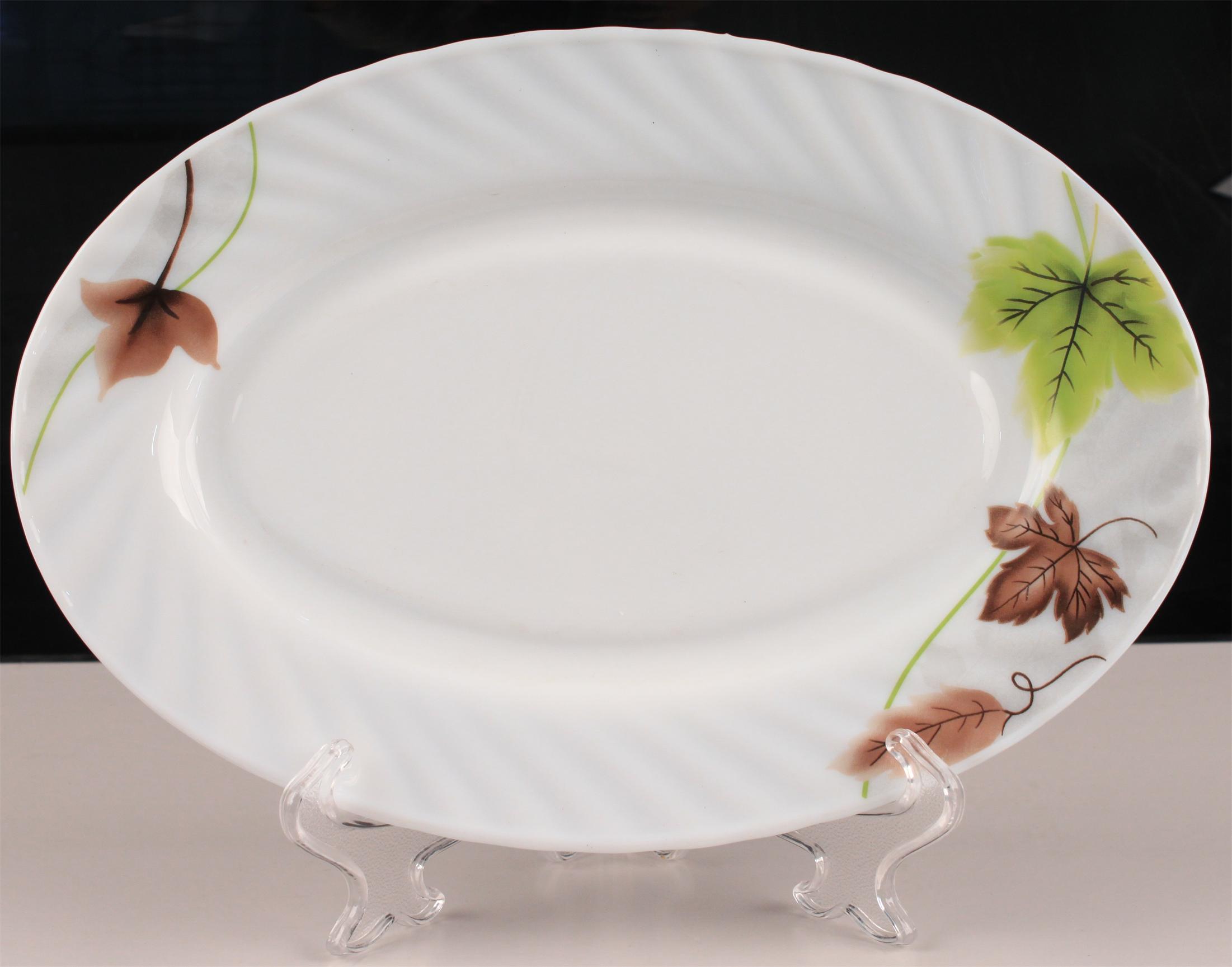 义乌好货 鱼盘耐热玻璃乳白玻璃家用酒店用-14寸腰盘 oval plate详情图2