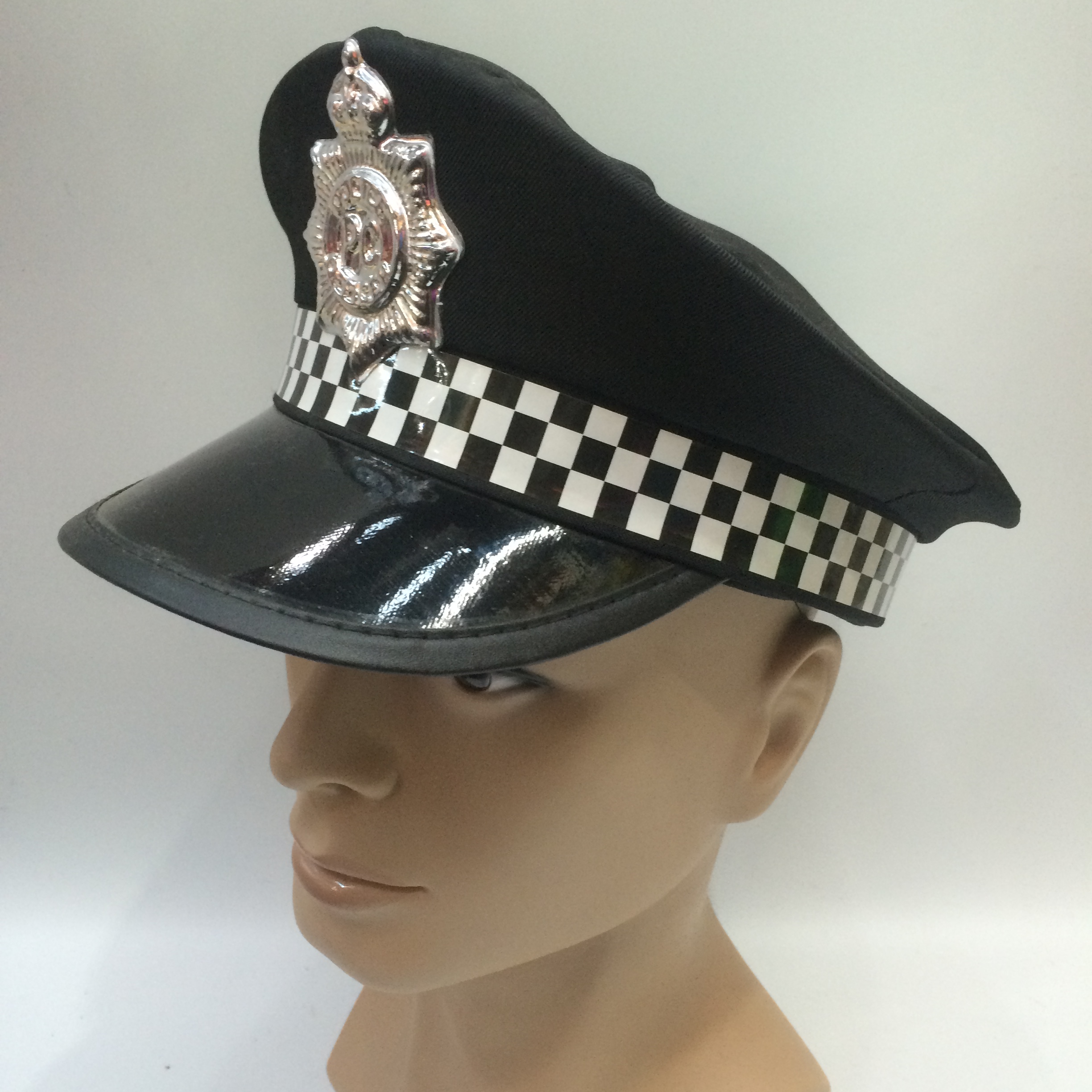 Black police polyester hat, police cap pic 2