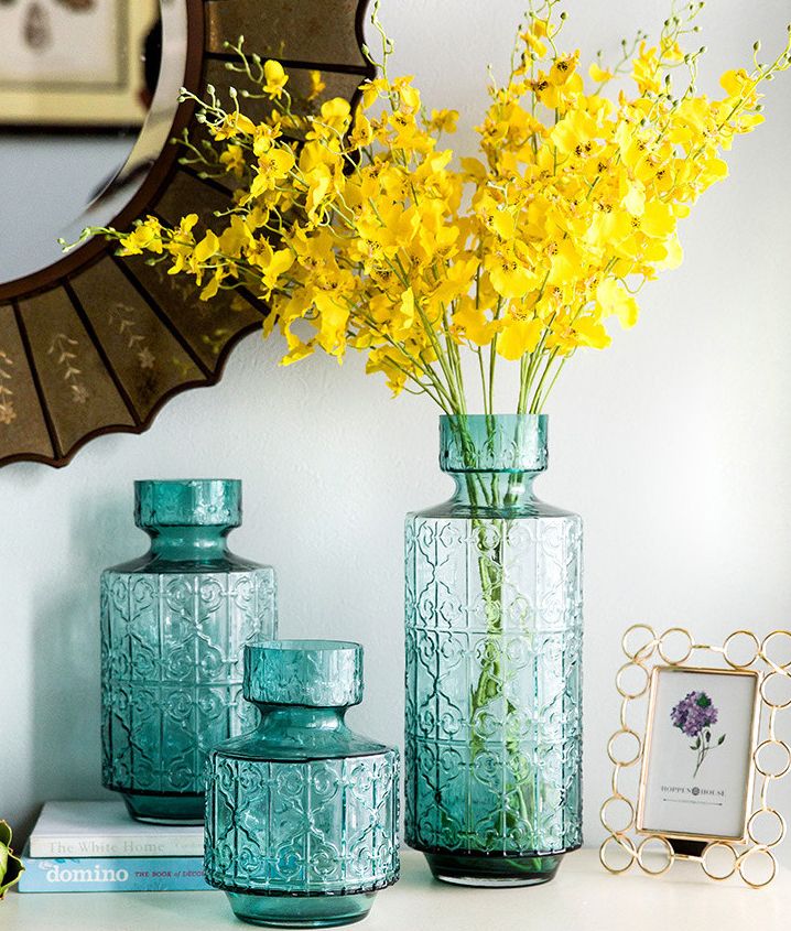 Yiwu Selection The United States - style country relief glass vase large living room flower arrangement flower arrangement loose green thumbnail