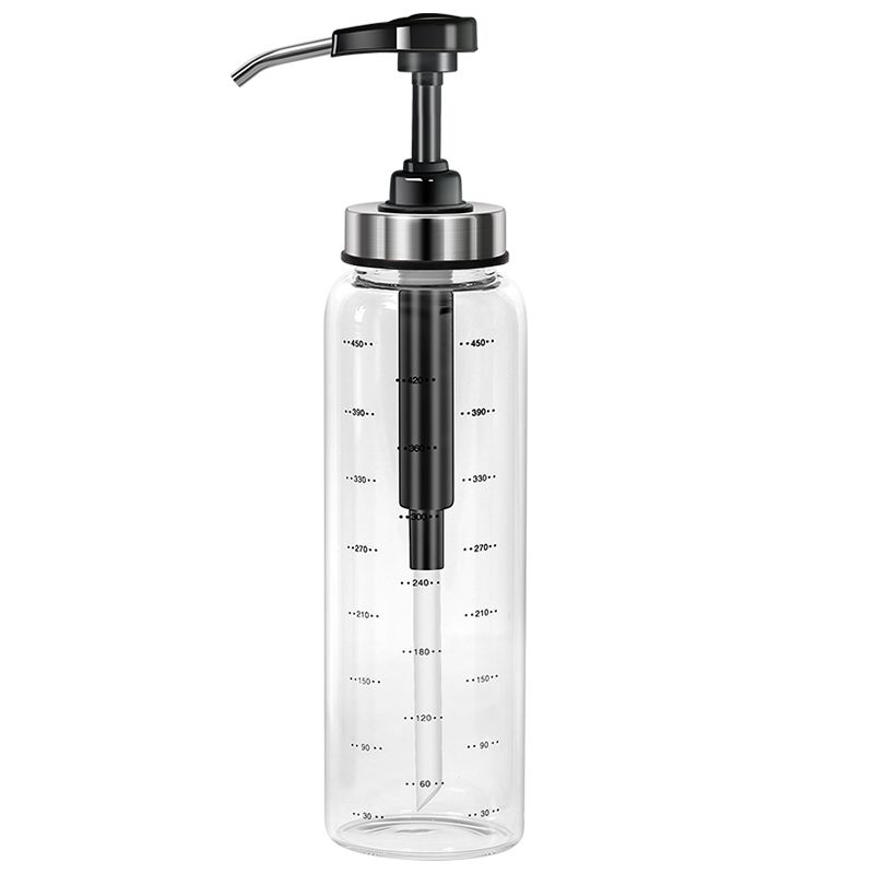 Wholesale of Ameno pump head quantitative honey oyster sauce bottle press oil pot large press spout glass sauce squeezing bottle undefined