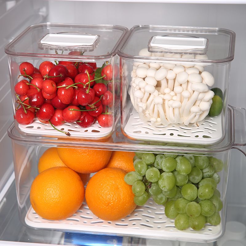 艾美诺 水果蔬菜保鲜沥水带盖塑料食品储物盒厨房冰箱收纳详情图5