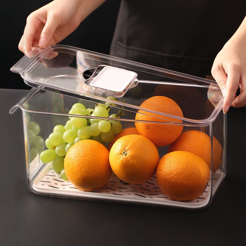 艾美诺 水果蔬菜保鲜沥水带盖塑料食品储物盒厨房冰箱收纳详情图4