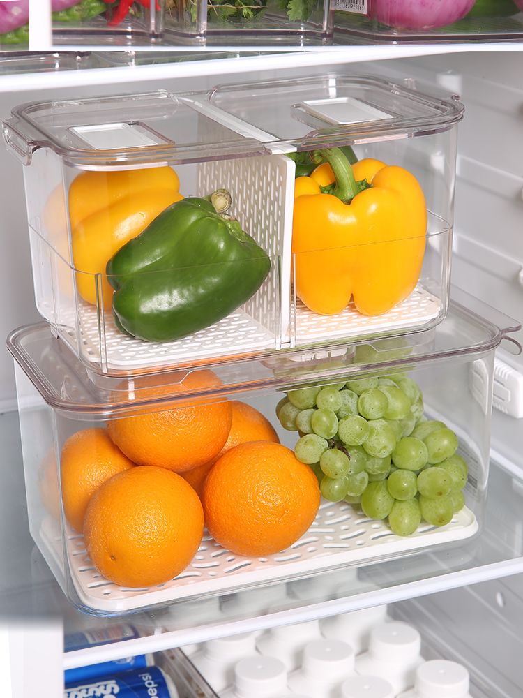 艾美诺 水果蔬菜保鲜沥水带盖塑料食品储物盒厨房冰箱收纳详情图2