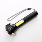 强光手电筒 可充电多功能带红光警示 安全锤手电筒