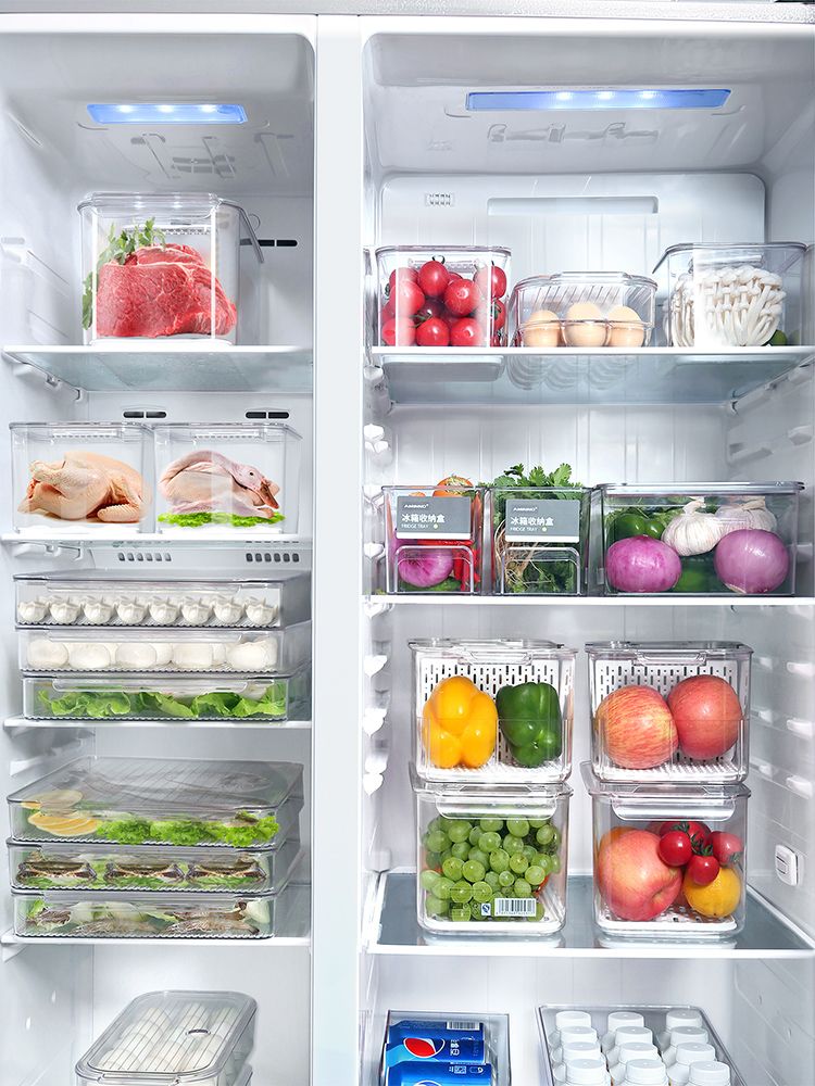 艾美诺 水果蔬菜保鲜沥水带盖塑料食品储物盒厨房冰箱收纳详情图7