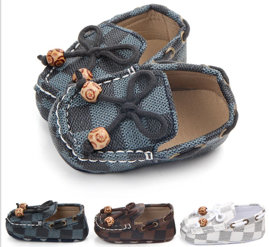 Foreign trade wholesale new classic check beanbean shoes non-slip soft bottom baby toddler shoes