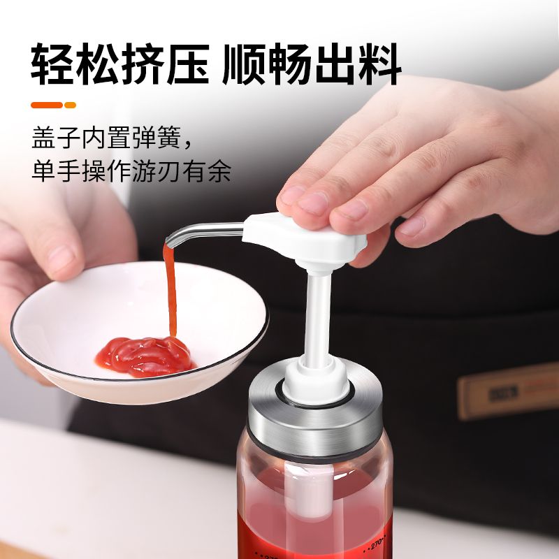 Wholesale of Ameno pump head quantitative honey oyster sauce bottle press oil pot large press spout glass sauce squeezing bottle Application Scenario