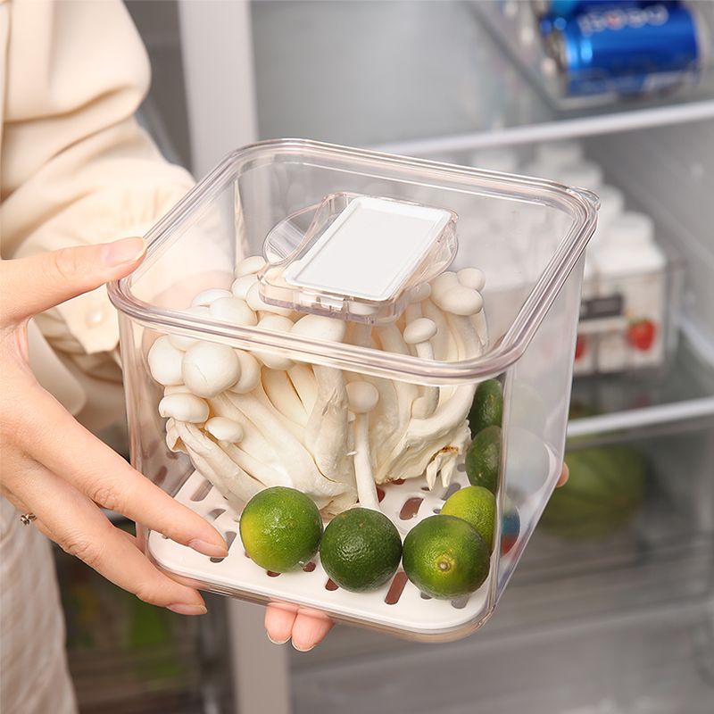 艾美诺蔬菜保鲜沥水带盖塑料食品储物盒厨房冰箱收纳盒详情图4