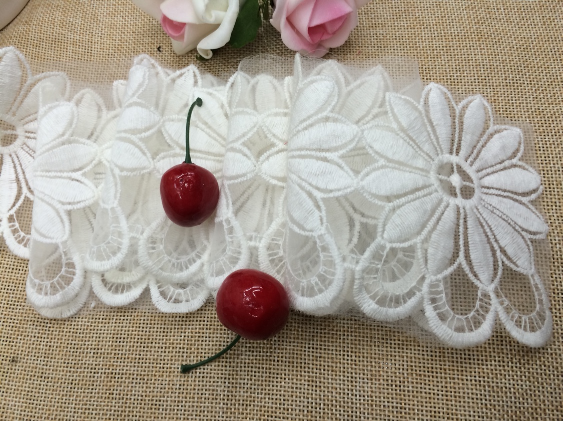Cotton thread embroidered lace, wedding lace, curtain lace Specification image