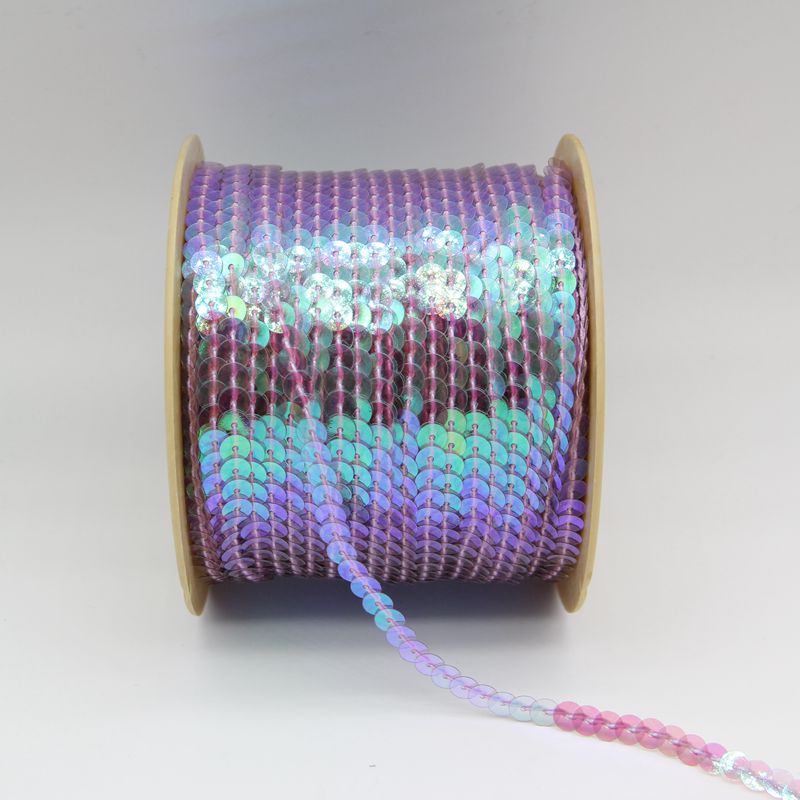 Factory Direct Sales 6Mm Flat Transparent Color Amazon Diy Wired Sequin Pvc Ab Beaded Lace Accessories details Picture