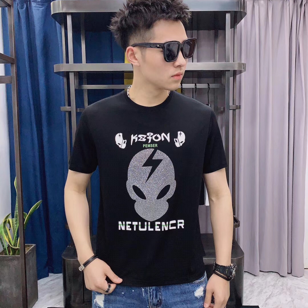 European summer new men's short sleeved T-shirt under cotton clothing loose-fitting trend details Picture