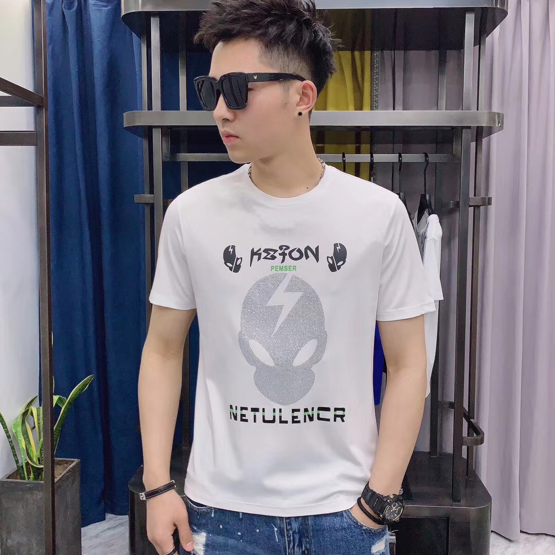 European summer new men's short sleeved T-shirt under cotton clothing loose-fitting trend Specification drawing