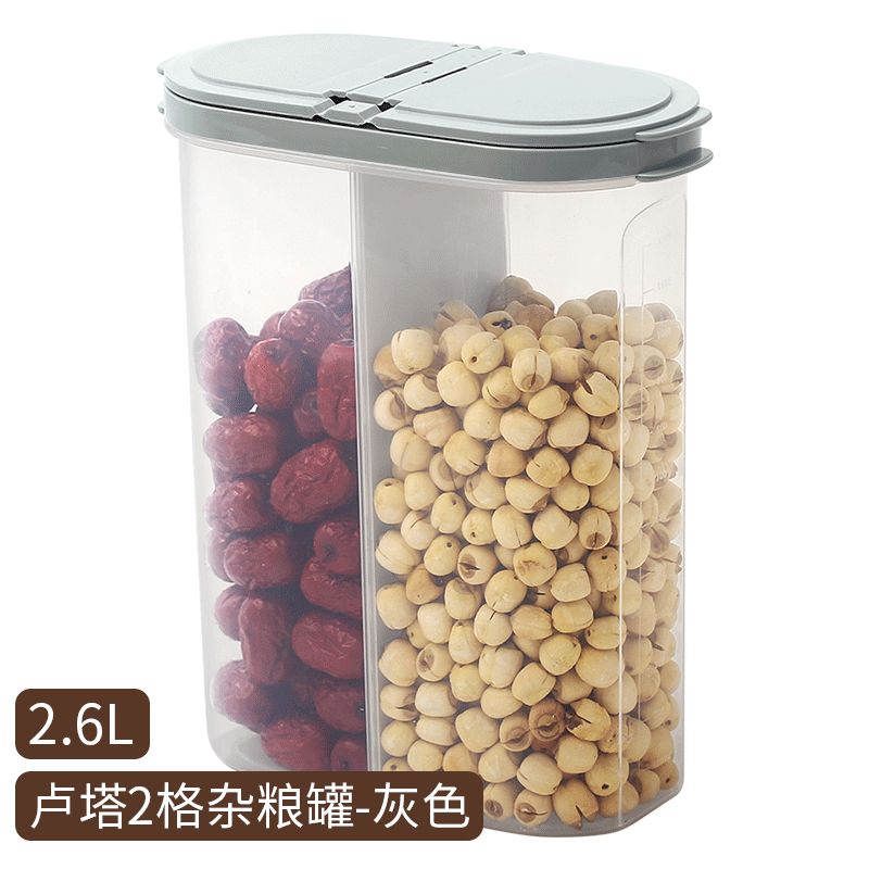 Ameno Food Plastic transparent Storage box with lid, sealed bean jar, grain and cereal compartments, 2.6L Application Scenario
