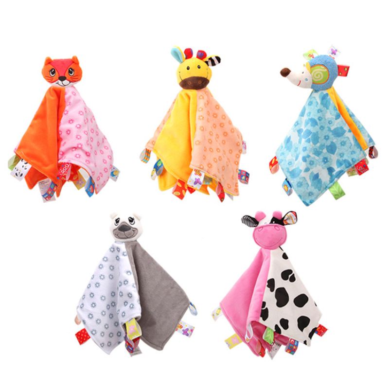 Dolery宝宝安抚巾 婴儿安抚玩偶带摇铃标签认知 婴幼儿玩具