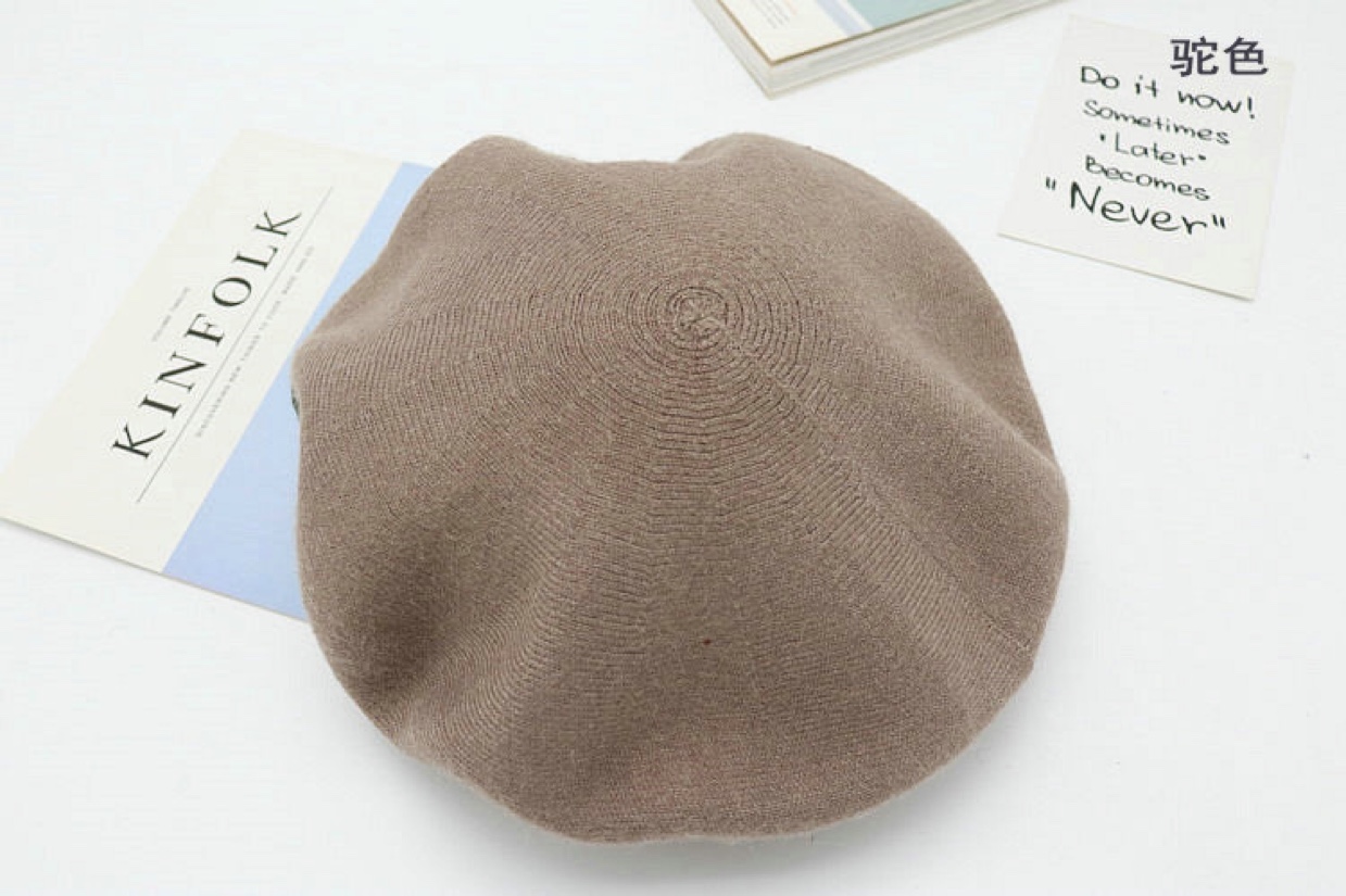 Religious headscarf, cashmere knitted women's hat, crystal linen fabric headscarf with magnetic chain, autumn and winter outdoor beret hat undefined