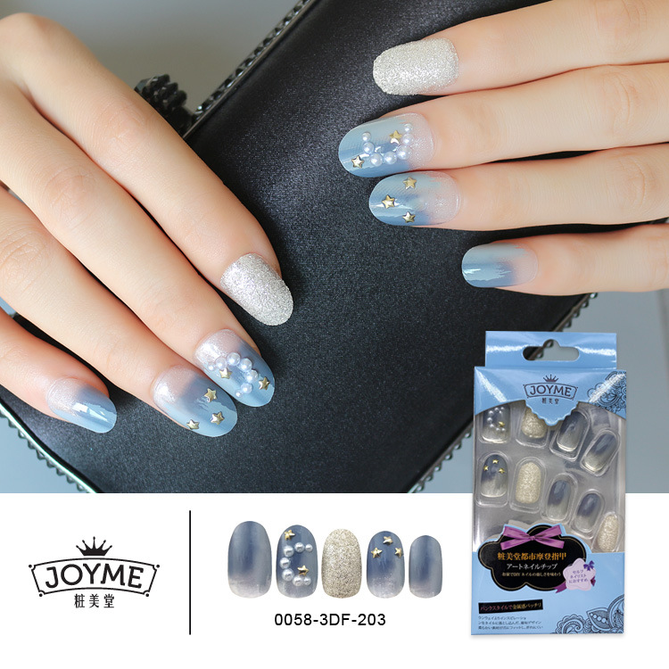 Round head nail plate wearable Nail Bride Nail New style Japanese and Korean 24-piece nail art finished product false nail patch full patch set pic 13