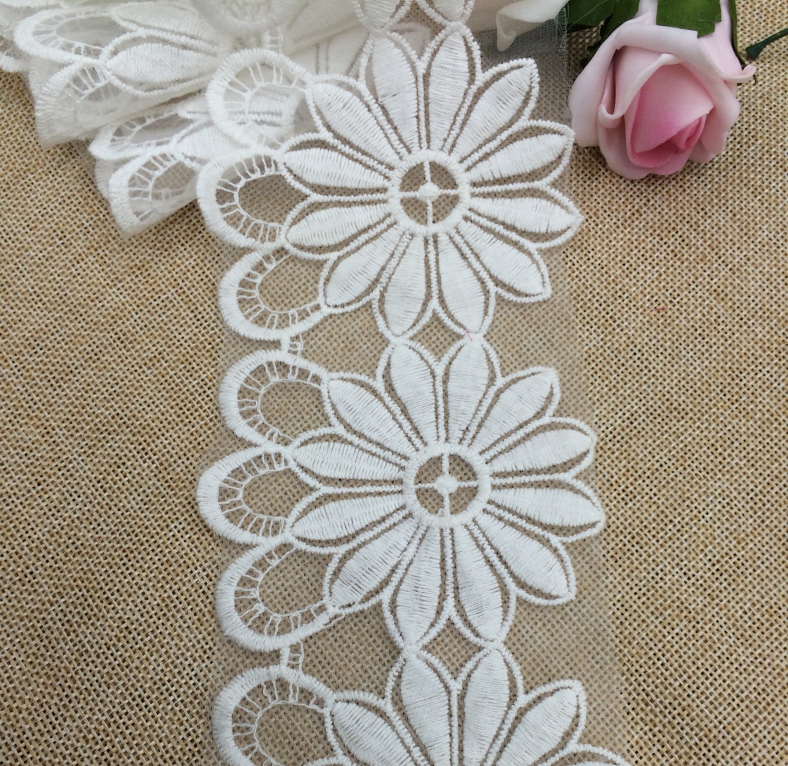 Cotton thread embroidered lace, wedding lace, curtain lace details Picture